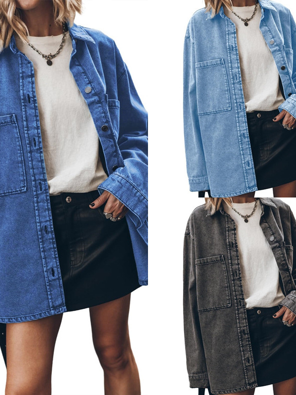 Vintage Fashion Hong Kong - Women's Loose Fit Denim Jacket with