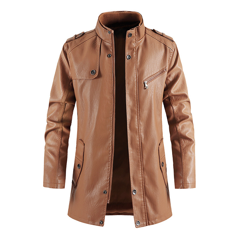 Vintage Windbreaker Nylon - Mid-Length Faux Leather Motocycle Jacket Man,