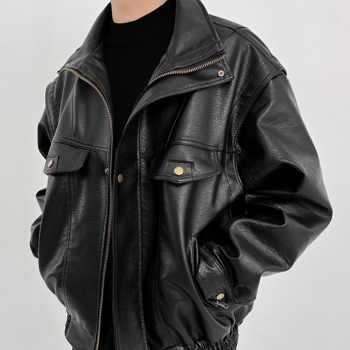 Pu Leather Men's Thickened Bik - Vintage Windbreaker Nylon review and price