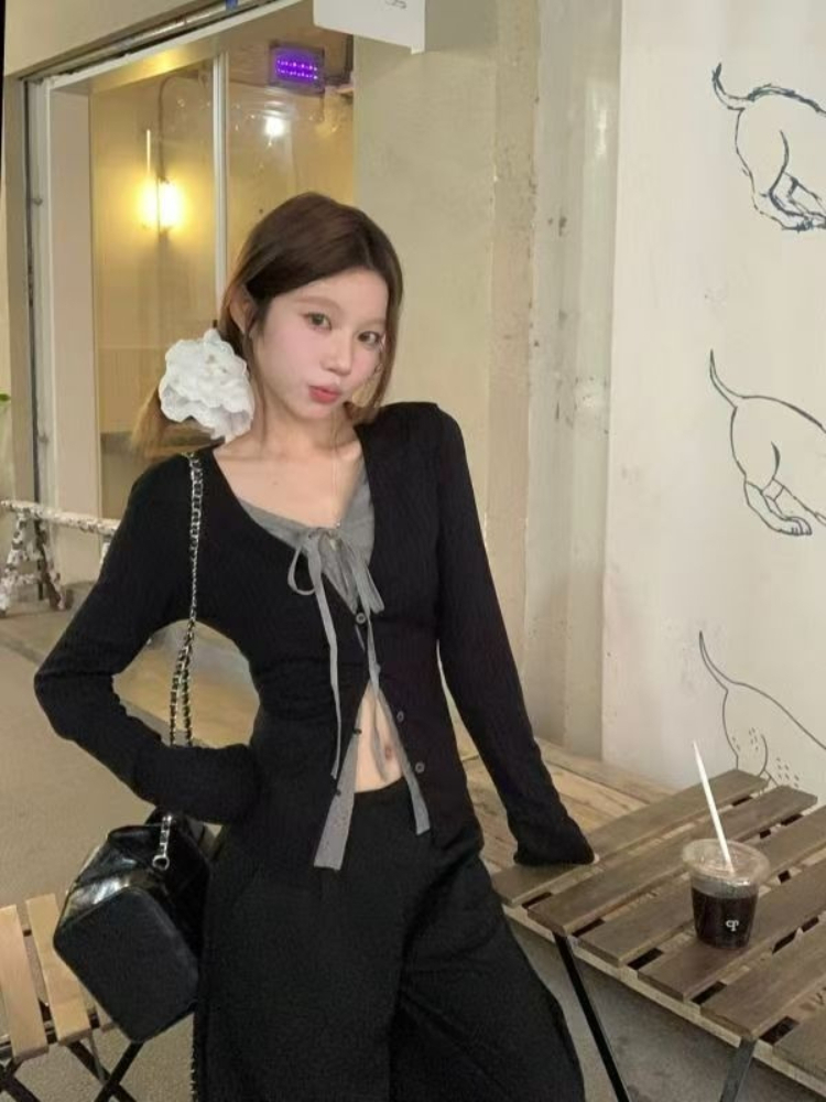 Vintage Contrast Tie Faux 2PCS - Vintage Fashion Hong Kong review and price
