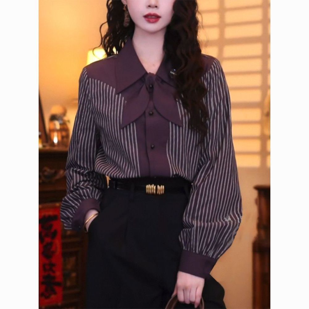 Casual Stripe Long Sleeve Wome - Vintage Fashion Hong Kong review and price