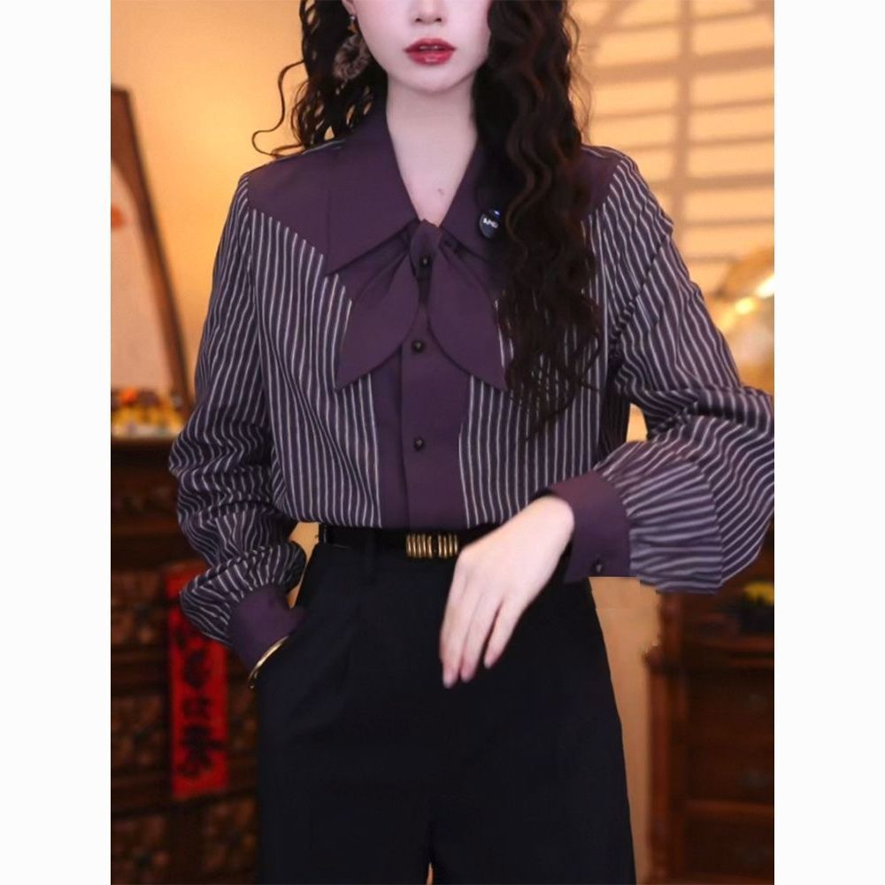 Casual Stripe Long Sleeve Wome - Vintage Fashion Hong Kong review and price