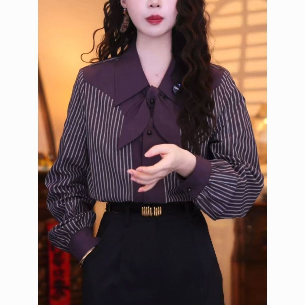 Casual Stripe Long Sleeve Wome - Vintage Fashion Hong Kong review and price