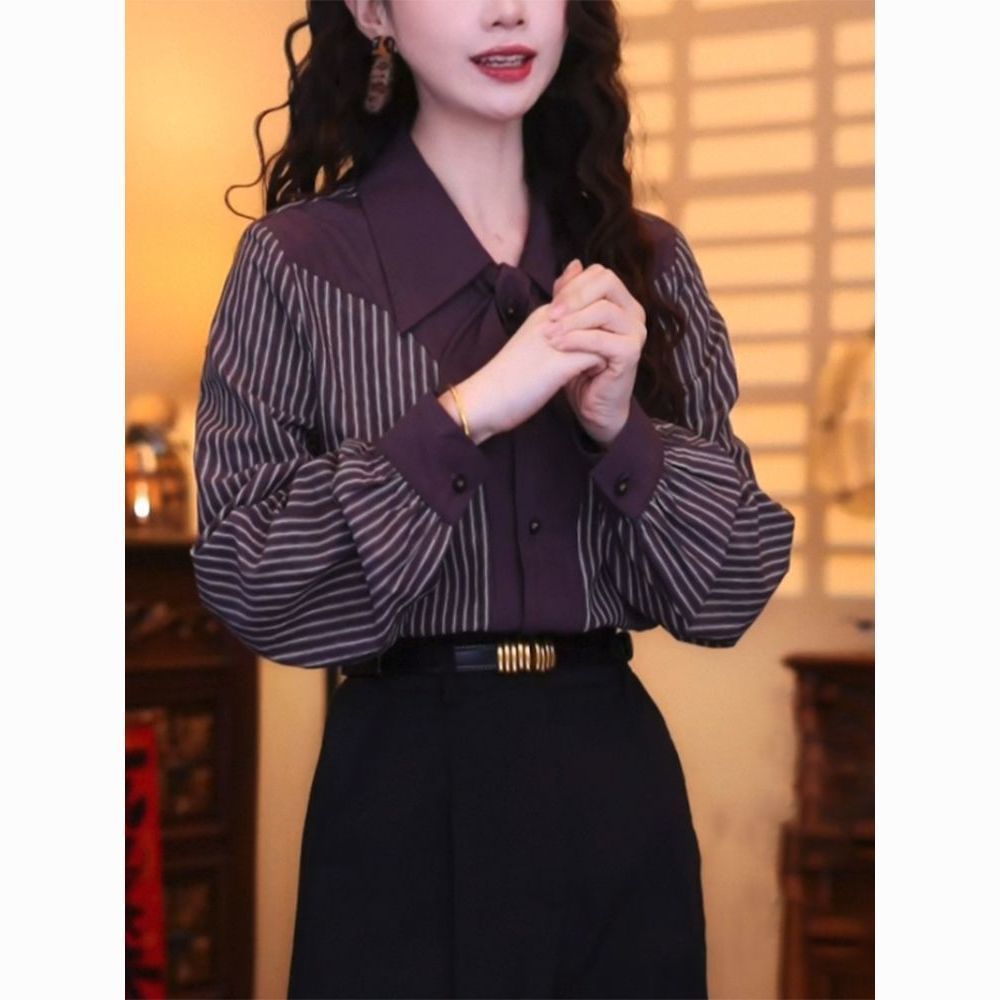 Casual Stripe Long Sleeve Wome - Vintage Fashion Hong Kong review and price