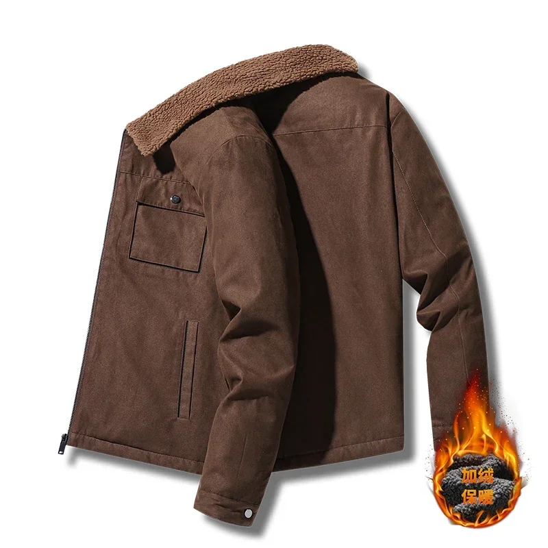 Winter Men Jackets Suede Warm  - Vintage Windbreaker Nylon review and price